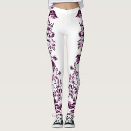 Double Hibiscus Purple  Leggings