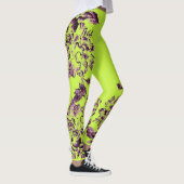 Double Hibiscus Purple on Lime  Leggings (Rechts)