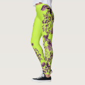 Double Hibiscus Purple on Lime  Leggings (Links)