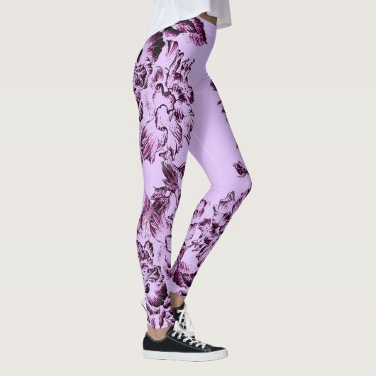 Double Hibiscus Purple on Lt Purple  Leggings (Rechts)