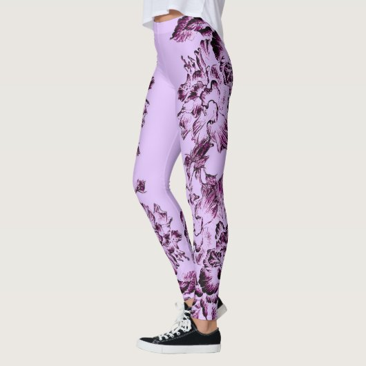 Double Hibiscus Purple on Lt Purple  Leggings (Links)