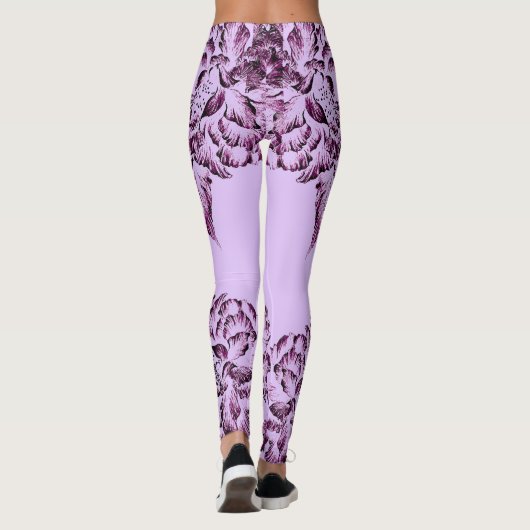 Double Hibiscus Purple on Lt Purple  Leggings (Achterkant)