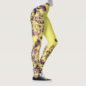 Double Hibiscus Purple on Yellow Leggings (Rechts)