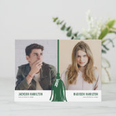 Double Joint Afstuderen Green Tassel Party Kaart (Staand voorkant)