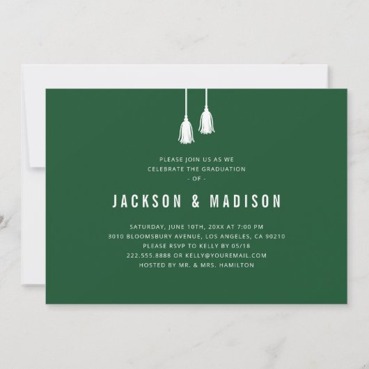 Double Joint Afstuderen Green Tassel Party Kaart (Achterkant)
