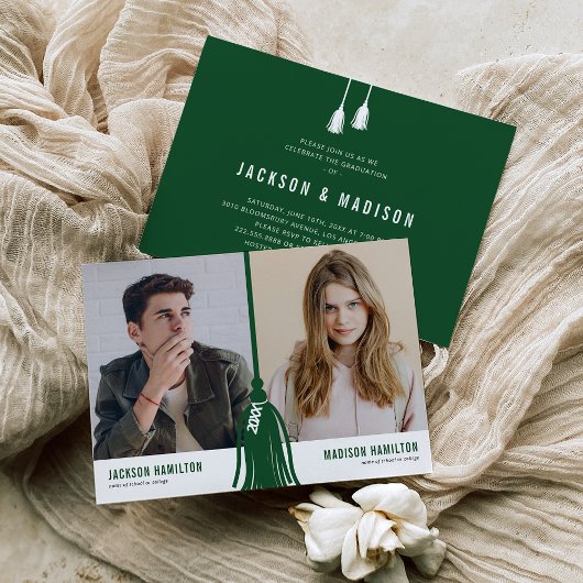 Double Joint Afstuderen Green Tassel Party Kaart