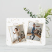 Double Kids Boys Sibling Photo Joint Birthday Kaart (Staand voorkant)