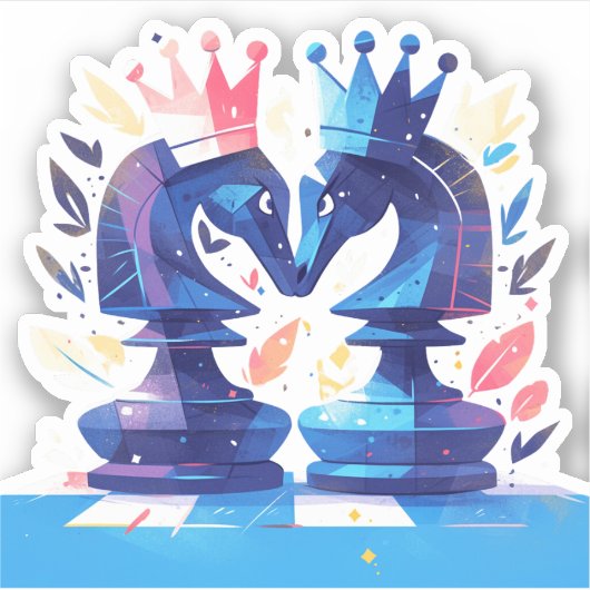 Double Knight Chess Sticker (Voorkant)