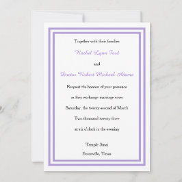 Double Lavender Trim -5x7Wedding Invitation Kaart