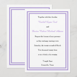 Double Lavender Trim -5x7Wedding Invitation Kaart