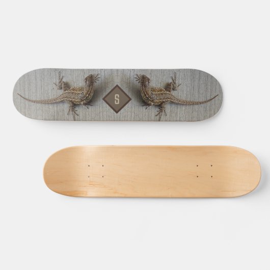 Double Lizard Monogram Persoonlijk Skateboard (Horizontaal)