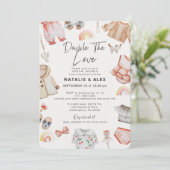 Double Love Girl Twins Pink Virtual Baby shower Kaart (Staand voorkant)