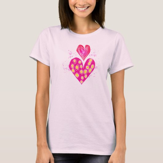 Double Love Heart Flower deco T-shirt (Voorkant)