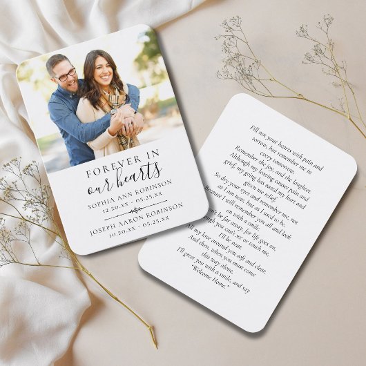 Double Memorial Funeral Photo Prayer Kaart Visitekaartje