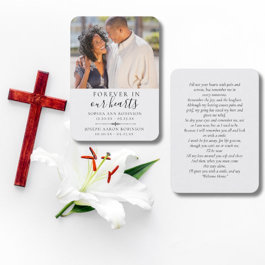 Double Memorial Funeral Photo Prayer Kaart Visitekaartje