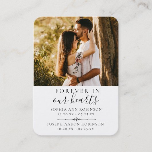 Double Memorial Funeral Photo Prayer Kaart Visitekaartje (Voorkant)