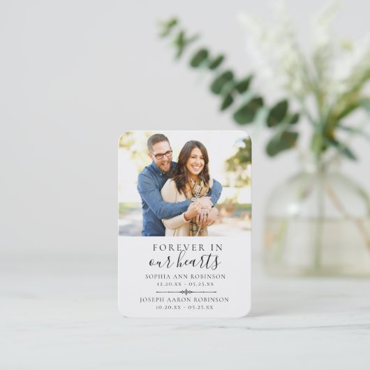 Double Memorial Funeral Photo Prayer Kaart Visitekaartje (Staand voorkant)