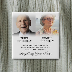 Double Memorial Funeral Photo Vierkante Button 5,1 Cm