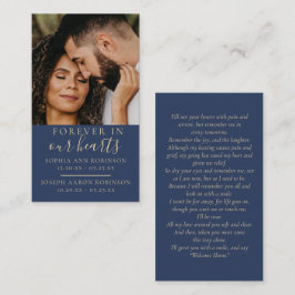 Double Memorial Photo Funeral Blue Prayer Card Visitekaartje