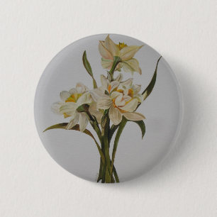 Double Narcissi Bouquet Floral Art Ronde Button 5,7 Cm