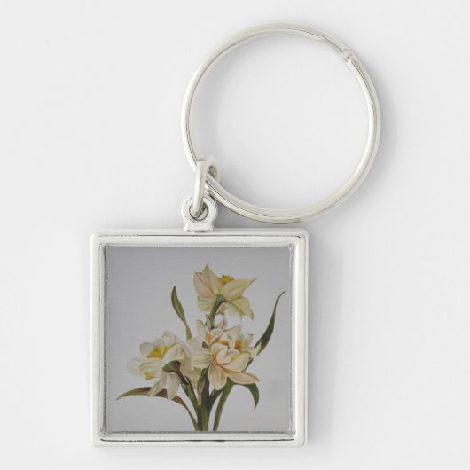 Double Narcissi Bouquet Floral Art Sleutelhanger (Voorkant)