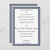 Double Navy Trim - 5x7Wedding Invitation Kaart (Voorkant / Achterkant)