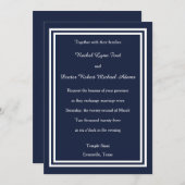 Double Navy Trim - 5x7Wedding Invitation Kaart (Voorkant / Achterkant)