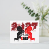 Double Odd Goat Chinese Year Zodiac 2027 PostC H Feestdagenkaart (Staand voorkant)