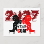 Double Odd Goat Chinese Year Zodiac 2027 PostC H Feestdagenkaart (Voorkant)