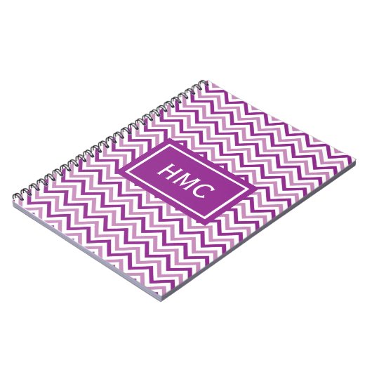 Double Paars Chevron Monogram Notitieboek (Linkerzijde)