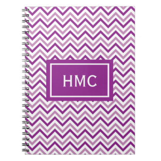 Double Paars Chevron Monogram Notitieboek