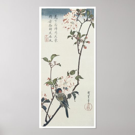 Double Petaled Cherry Blossom, Hiroshige, 1830 Poster (Voorkant)