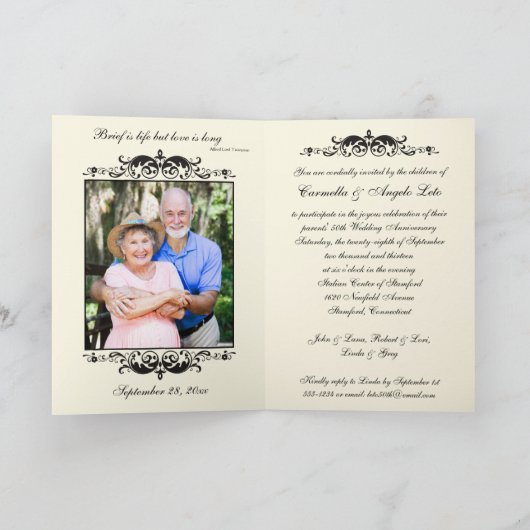 Double Photo 50th Jubileum Invitation Card (Binnen)