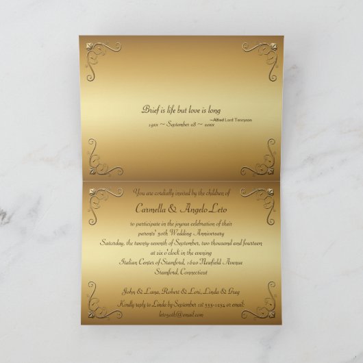 Double Photo 50th Jubileum Invitation Card (Binnen)