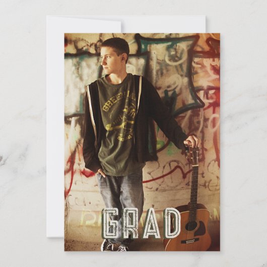 Double Photo Boy Sons Graduparty Kaart (Voorkant)