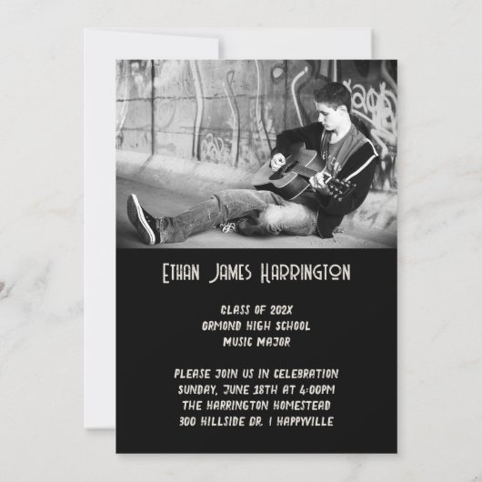 Double Photo Boy Sons Graduparty Kaart (Achterkant)