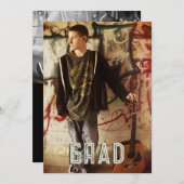 Double Photo Boy Sons Graduparty Kaart (Voorkant / Achterkant)