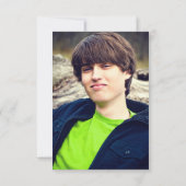 Double Photo Masculine Funeral Service Kaart (Achterkant)