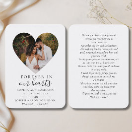 Double Photo Memorial Funeral Heart Prayer Kaart Visitekaartje