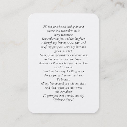 Double Photo Modern Memorial Funeral Prayer Card Visitekaartje (Achterkant)