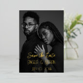 Double Photo Save the Dates met Folie Uitnodiging (Staand Voorkant)