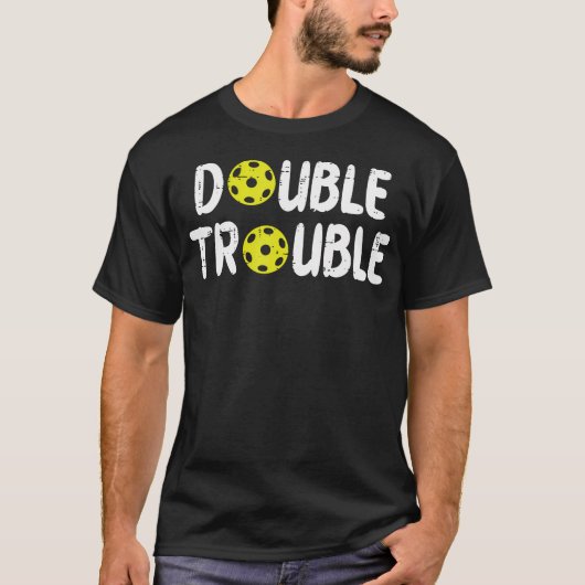Double Pickleball Trouble Pickle Ball Matching Men T-shirt (Voorkant)