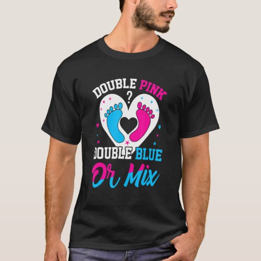 Double Pink Double Blue Mix Twin Gender Announceme T-shirt (Voorkant)