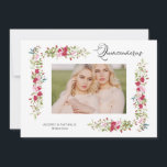 Double Quinceañera Spain Whimsical Typografie Kaart<br><div class="desc">Dubbele Quinceañera Spaanse Whimsical Typography Red en Pink Shades Flowers Photo Invitation Kaart met Envelope. BELANGRIJKE OPMERKING: dit ontwerp maakt deel uit van een collectie en heeft andere gecoördineerde elementen die je in mijn winkel kunt vinden. Soms kan het moeilijk zijn om teksten of initialen esthetisch op de design af...</div>