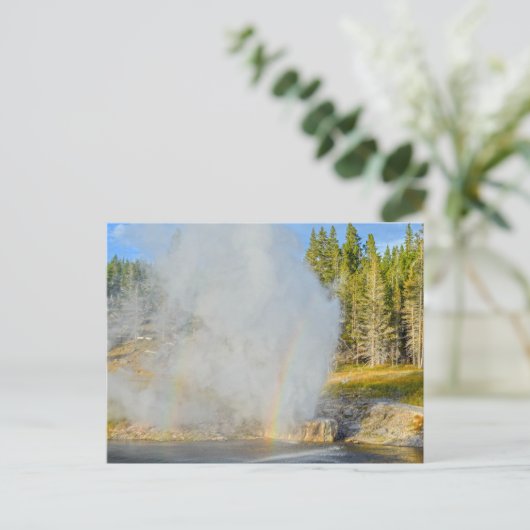 Double Rainbow at Riverside Geyser, Yellowstone Briefkaart (Staand voorkant)