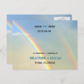 Double Rainbow L Save the Date Briefkaart (Voorkant / Achterkant)