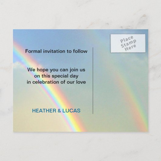 Double Rainbow L Save the Date Briefkaart (Achterkant)