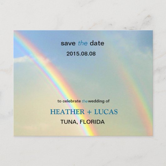 Double Rainbow L Save the Date Briefkaart (Voorkant)