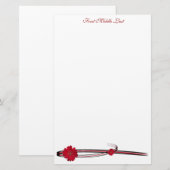 Double Red Gerber Daisy Sweep Persoonlijk Briefpapier (Voorkant / Achterkant)
