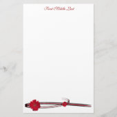 Double Red Gerber Daisy Sweep Persoonlijk Briefpapier (Voorkant)